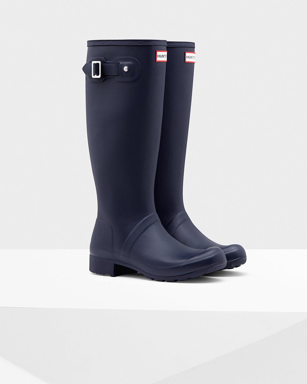 Womens Tall Rain Boots - Hunter Original Tour Foldable (76HVYMBDC) - Navy
